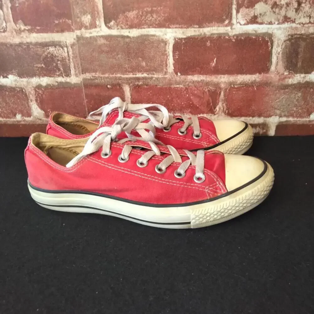 Converse Red Low Top Canvas Sneakers - Picture 2 of 9